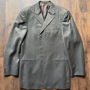 Versace Classic Vintage Wool Silk Brown Stripe Blazer Sport Coat 42